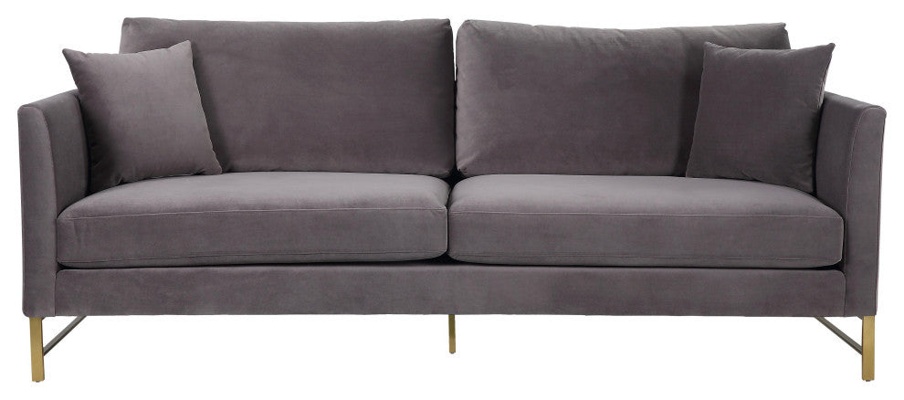 TOV Furniture Massi Grey Velvet Sofa