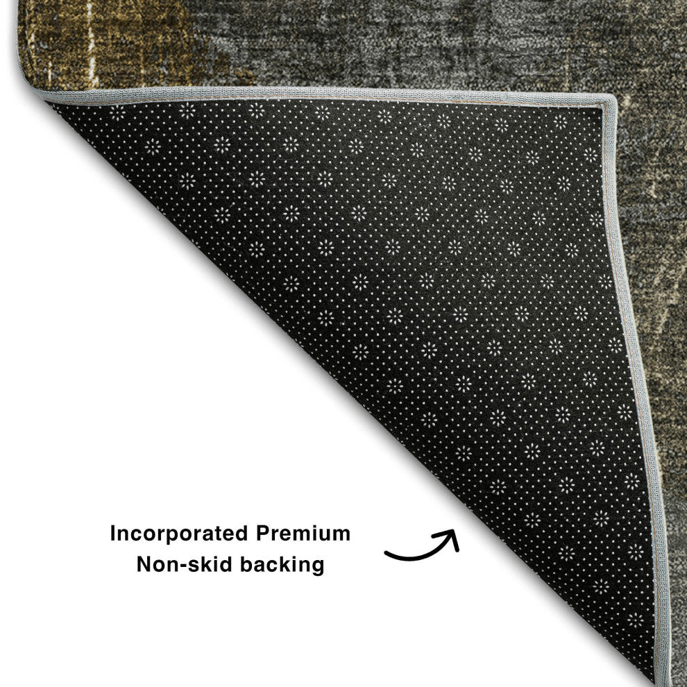 Premium Machine Washable Mayfield AMF556 Brown 8' x 8' Round Rug