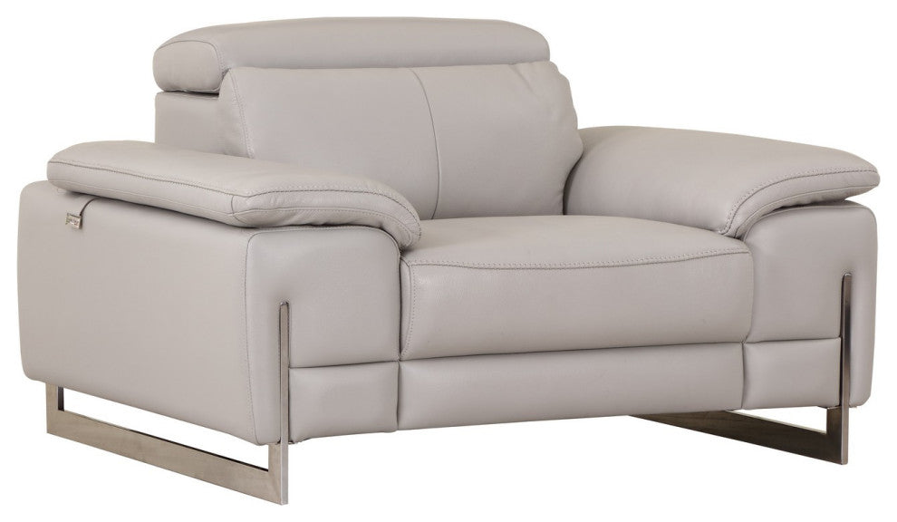 93" Tasteful Light Gray Leather Sofa Set