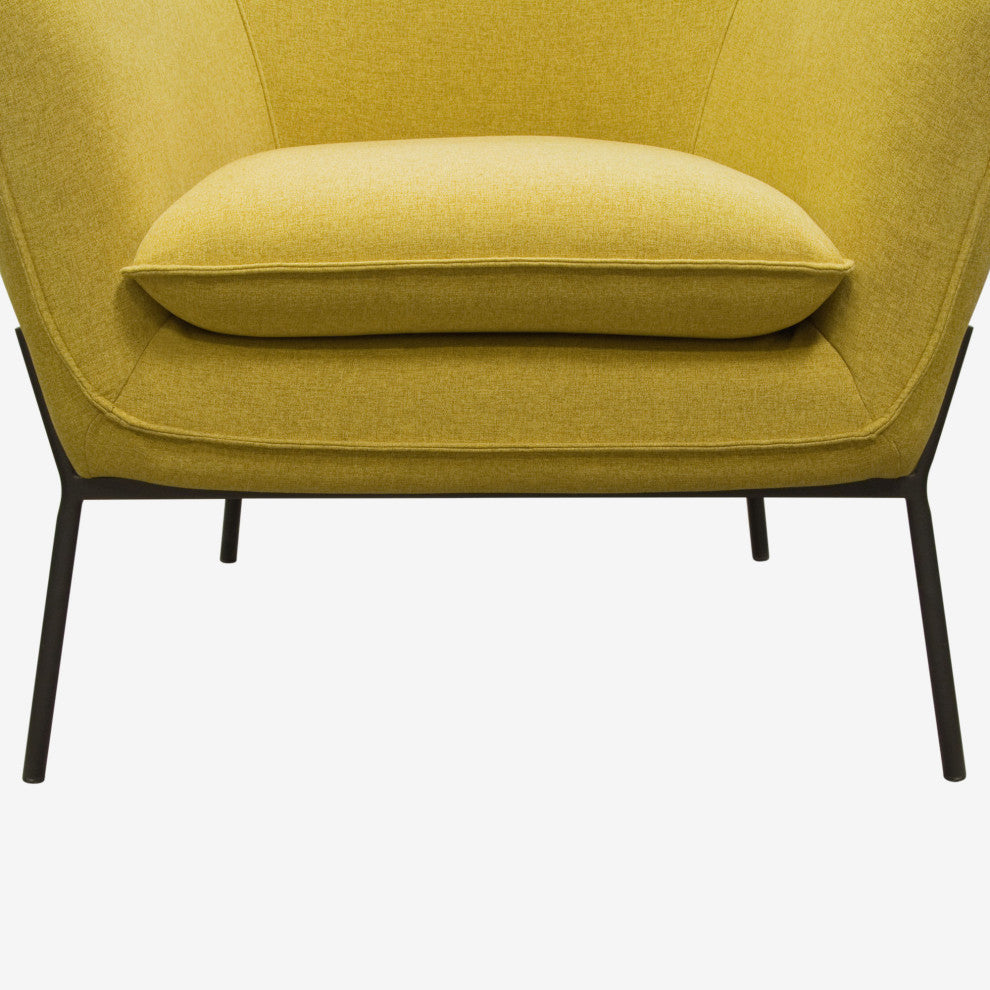 Status Accent Chair, Yellow Fabric With Metal Leg by Diamond Sofa