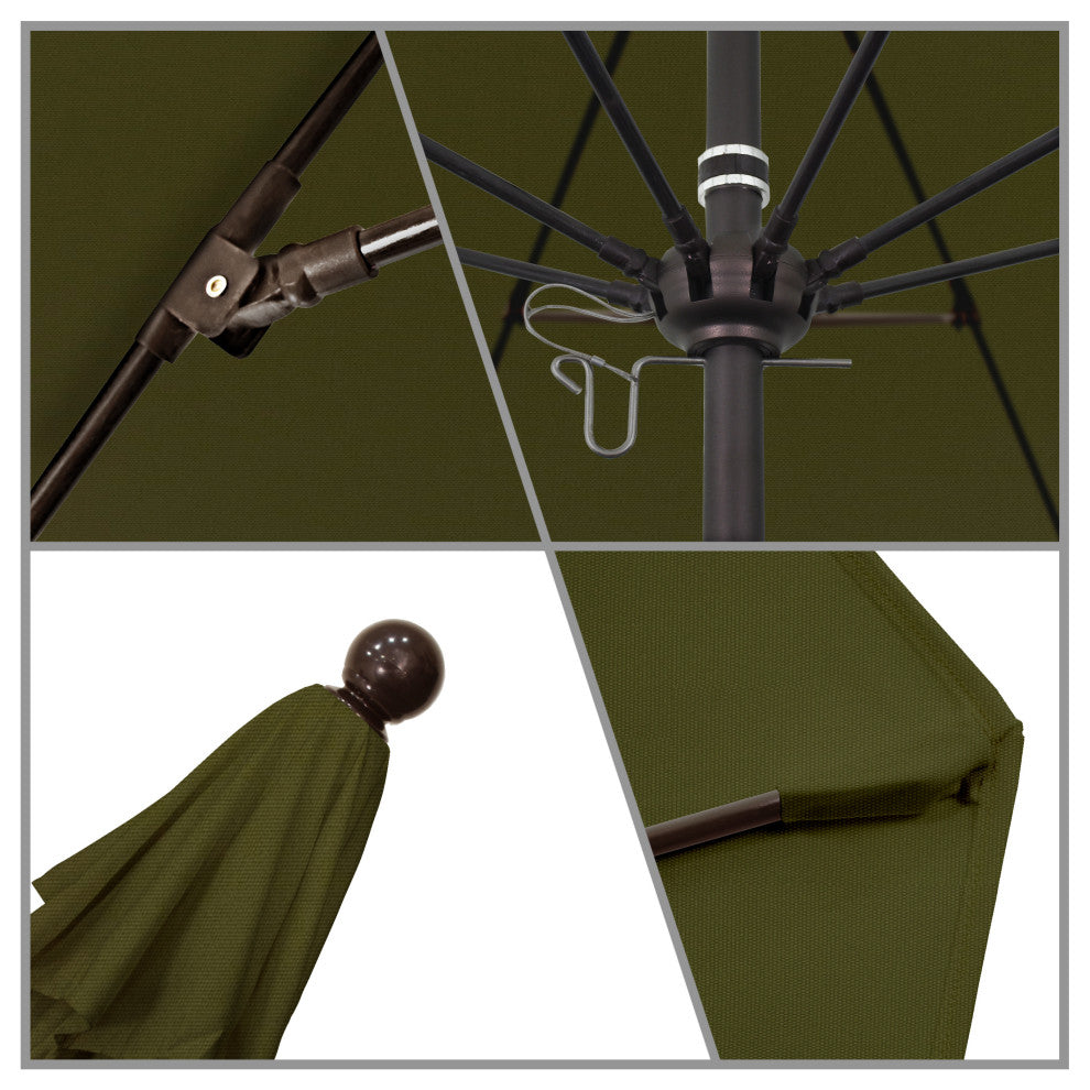 7.5' Bronze Push Lift Fiberglass Rib Aluminum Umbrella, Pacifica, Palm