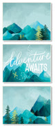 Icy Panoramic Adventure Awaits Outdoor Motivational Phrase, 3pc, each 19 x 13