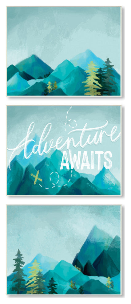 Icy Panoramic Adventure Awaits Outdoor Motivational Phrase, 3pc, each 19 x 13
