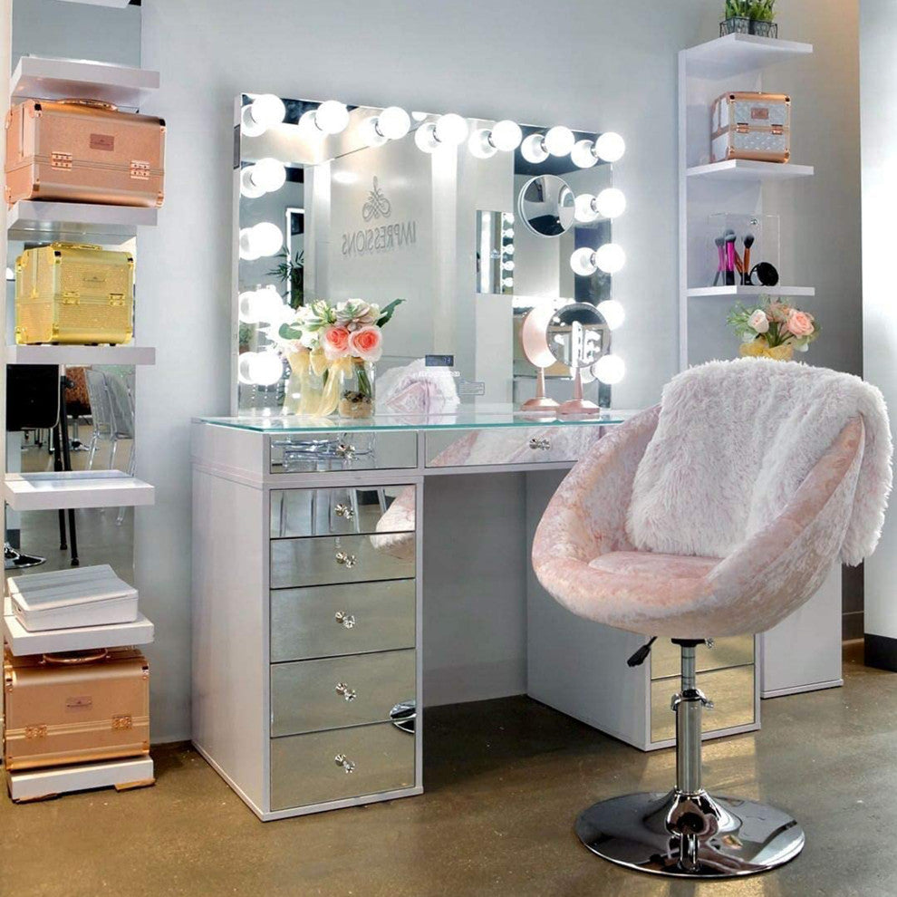 Hollywood Premiere Pro Vanity Mirror, White, Bluetooth
