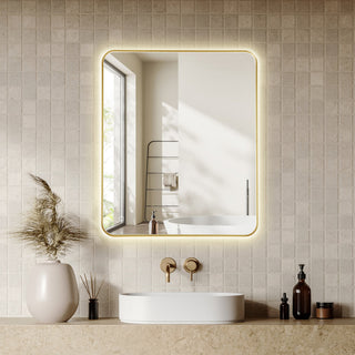 Dazzle Rectangular Bathroom/Vanity LED Lighted Wall Mirror, Brushed Gold, 36"