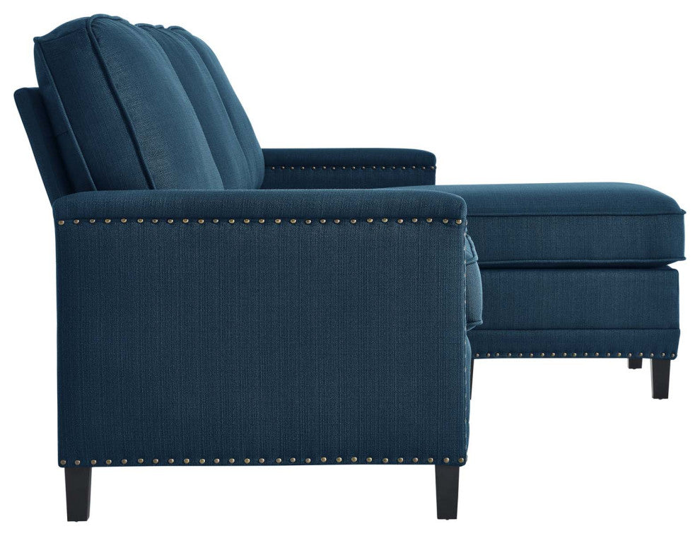 Sofa, Fabric, Navy Blue, Modern, Living Lounge Room Hotel Lobby Hospitality