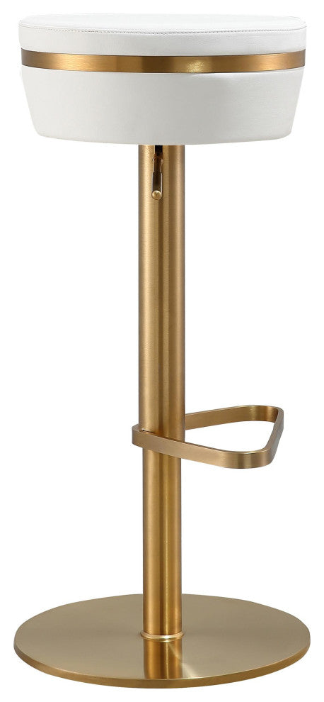TOV Furniture Astro White and Gold Adjustable Stool