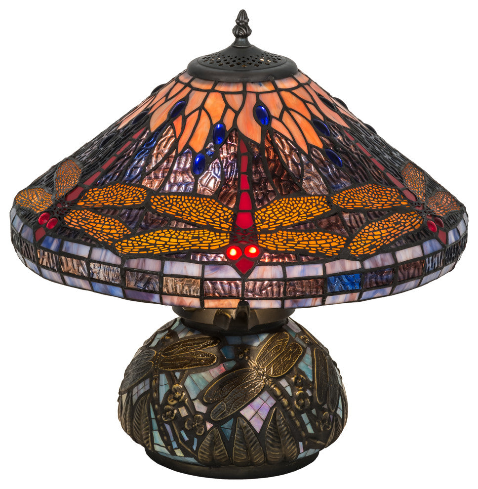 16 High Tiffany Hanginghead Dragonfly Cone Table Lamp