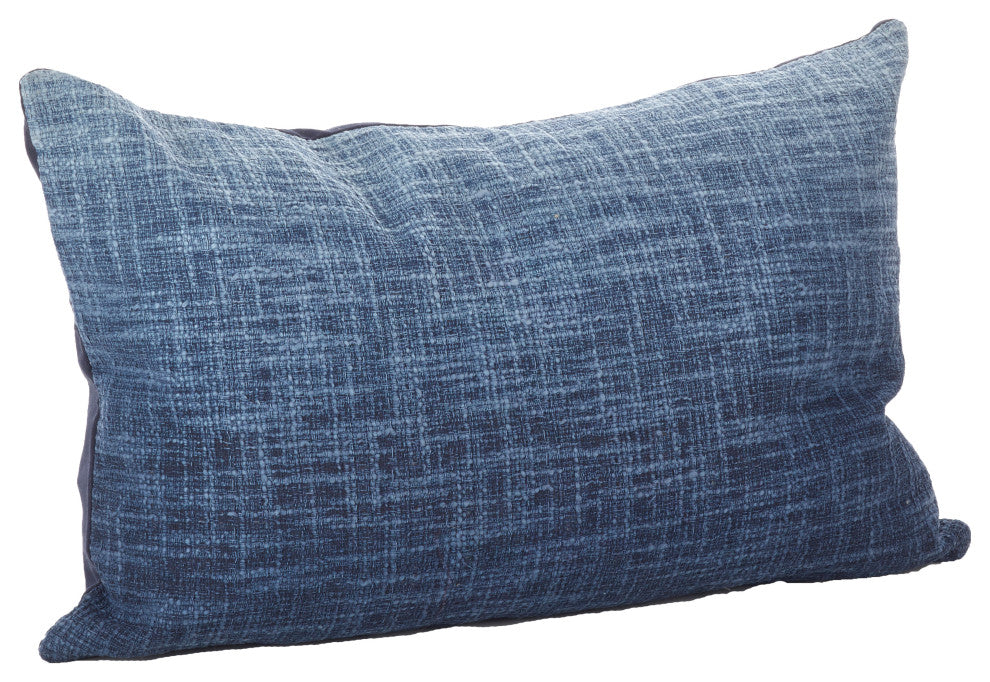 Ombre Design Down Filled Cotton Throw Pillow, 14"x23", Navy Blue