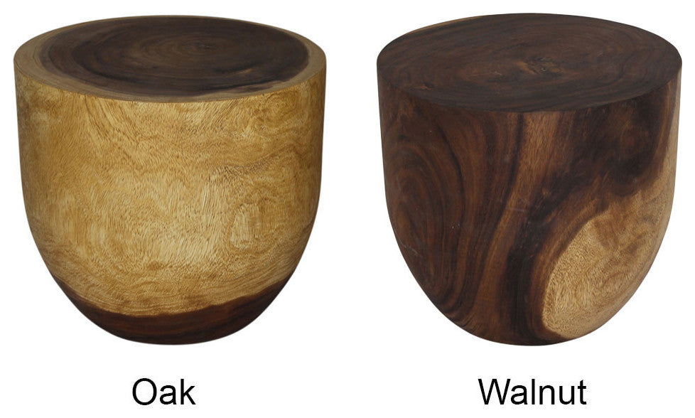 Haussmann Wood Oval Drum Table 20 in Diameter x 18 in High Walnut Oil