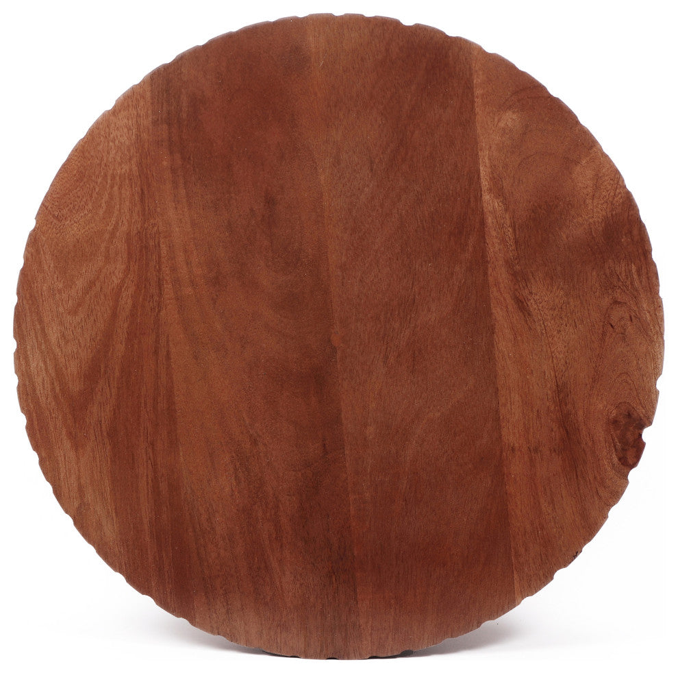 GDF Studio 21"H Drum-Shaped Mango Wood Round End Table, Honey