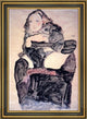 Egon Schiele Seated Girl Raised Left Leg