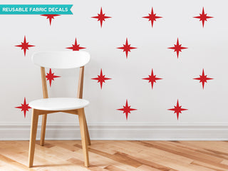 Retro Stars Fabric Wall Decal, Red