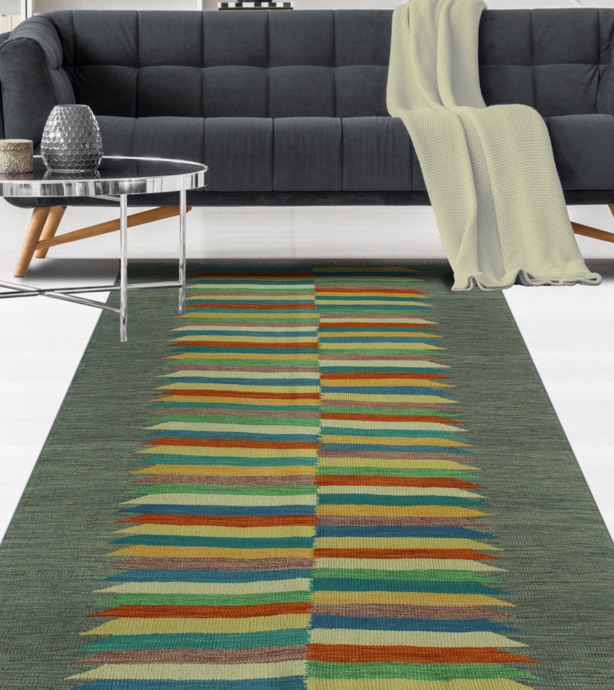 Winchester Kilim Khaleeq Rust/Blue Rug, 4'0x5'10