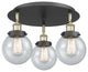 Beacon-3 Light 18" Flush Mount-Black Antique Brass, Seedy Glass Shade