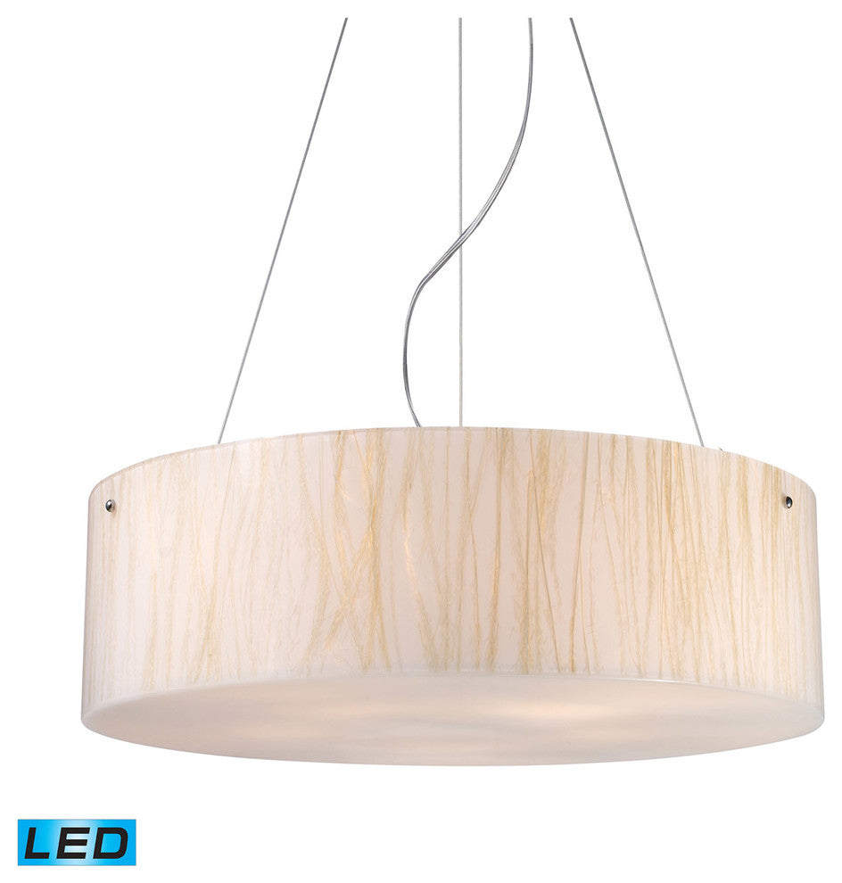 Modern Organics-5-Light Pendant, White Sawgrass Material, Polished Chrome