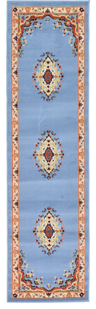 Unique Loom Light Blue Washington Reza 2' 2 x 8' 2 Runner Rug