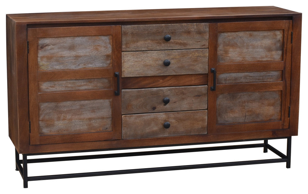 Natal Mango Wood Bathroom Linen Cabinet With 4 Drawers and 2 Doors