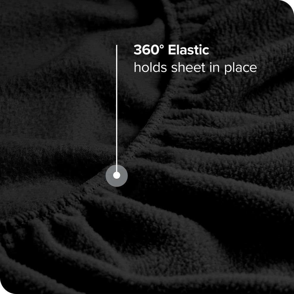 Polar Fleece Sheet Set, Black, Twin