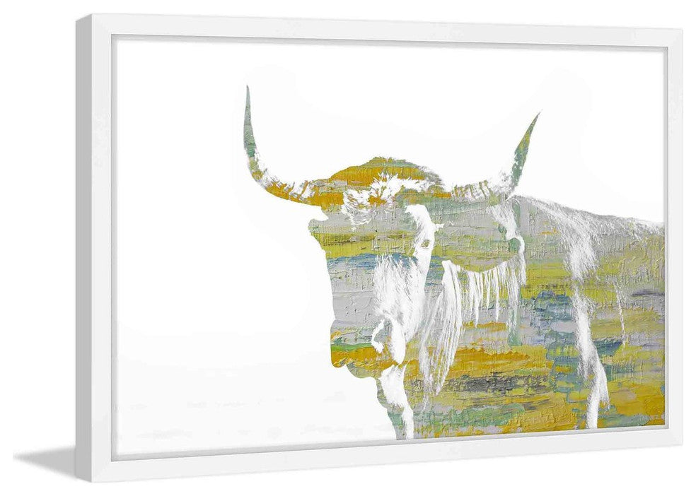 Parvez Taj "Yellow Steer" Framed Painting Print, 24"x16"