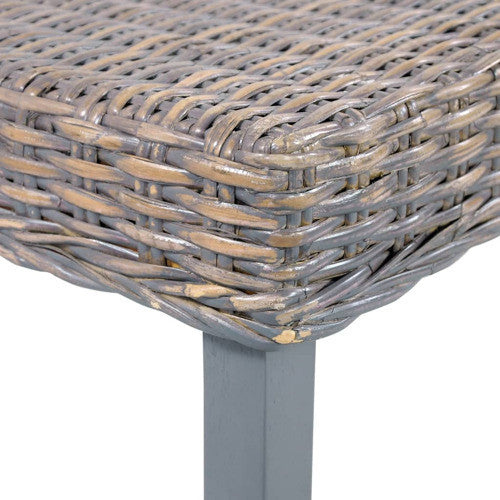 vidaXL Solid Mango Wood Bench 43.3" Gray Natural Kubu Rattan Lounge Seating