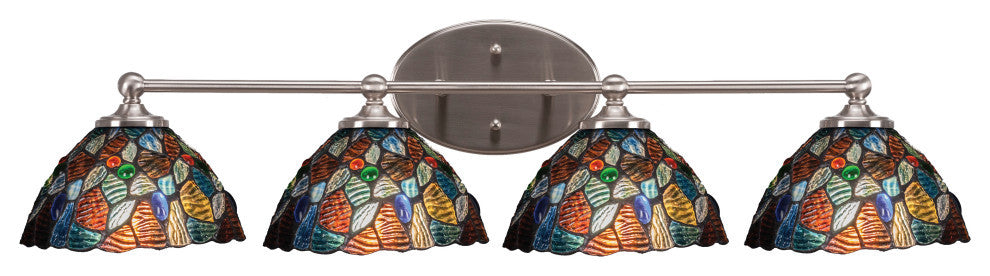 Capri 4-Light Bath Bar, Brushed Nickel/Blue Mosaic Art