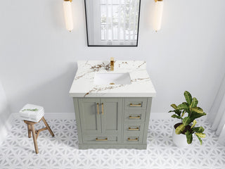 Boston 36" Center Sink Bath Vanity in Evergreen 2" Viola Brown
