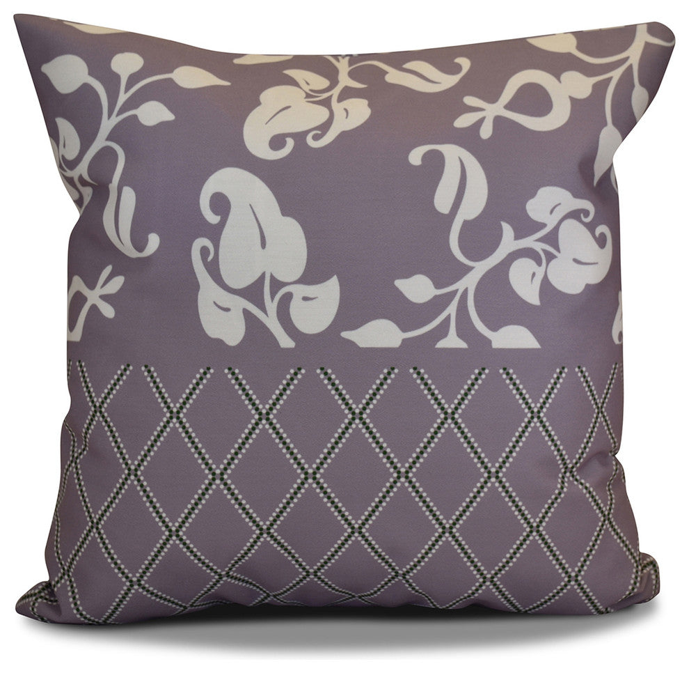 Decorative Holiday Pillow Floral Print, Lavender, 18"x18"