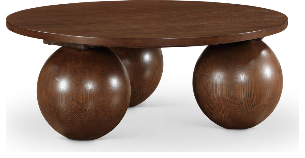 Fitch Oak Veneer Coffee Table, Brown, Round