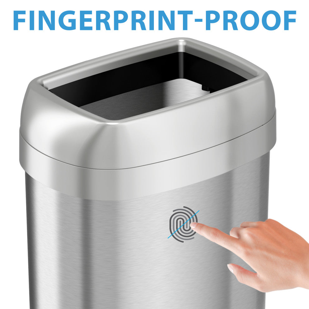iTouchless 13 Gallon Oval Open Top Trash Can + AbsorbX Odor Filters, 13 Gallon