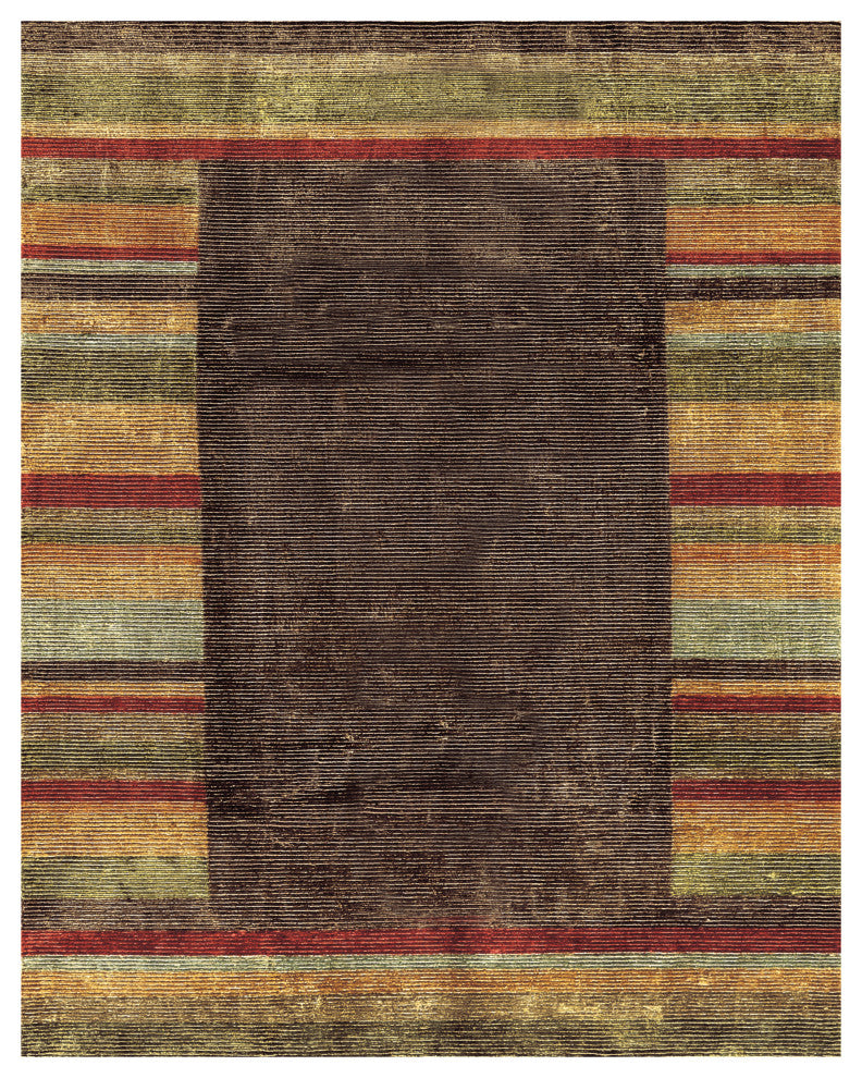 Weave & Wander Keystone Hand Knot Color Block Rug, Brown, 5'6"x8'6"