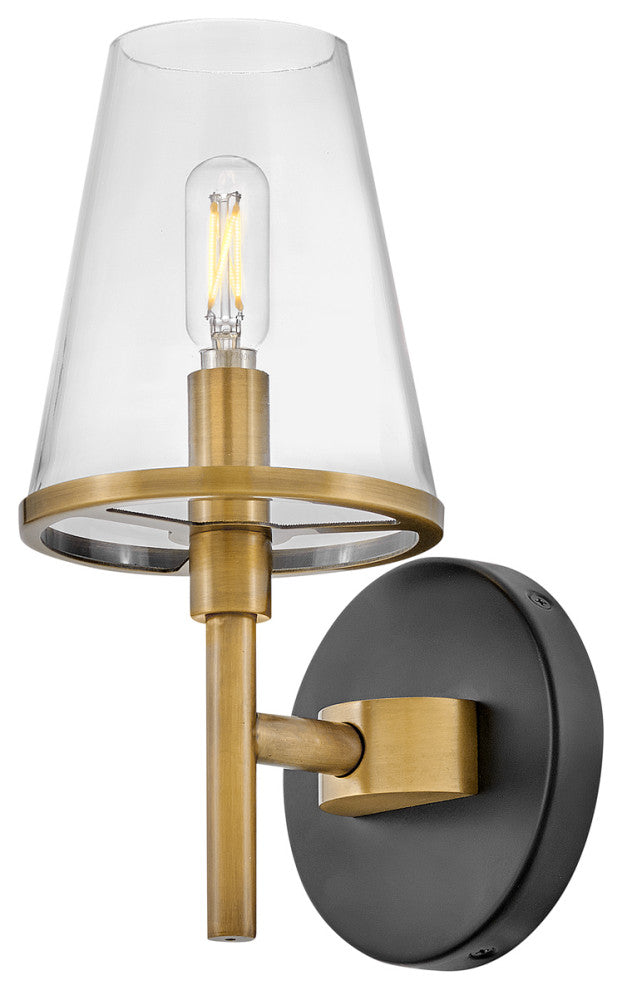 Hinkley Marten 5" Single Light Bath Vanity Fixture, Heritage Brass + Black