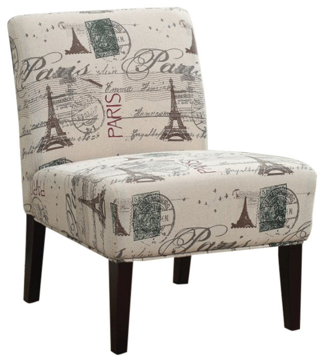 Wooden & Fabric Accent Chair , Multicolor
