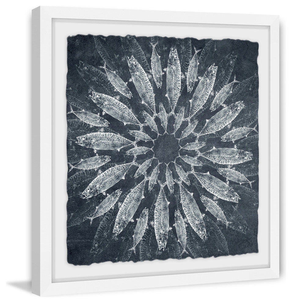 "Concentric Fish V2" Framed Painting Print, 18"x18"