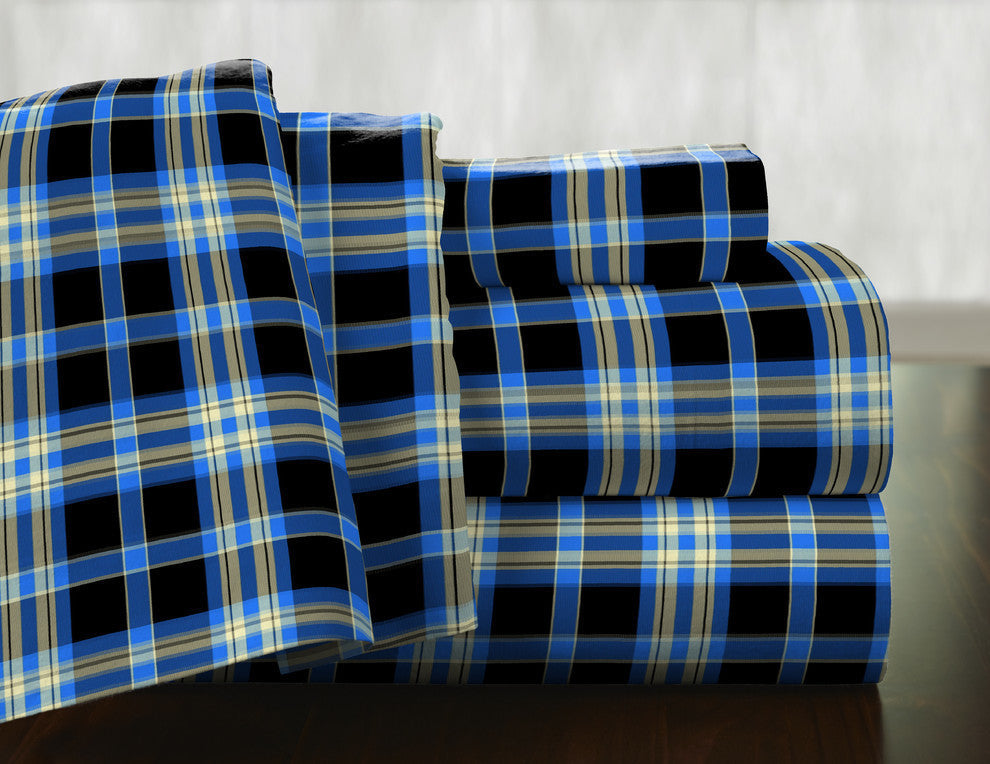 Pointehaven 175 GSM Cotton Flannel Sheet Set, Ashby Plaid, King