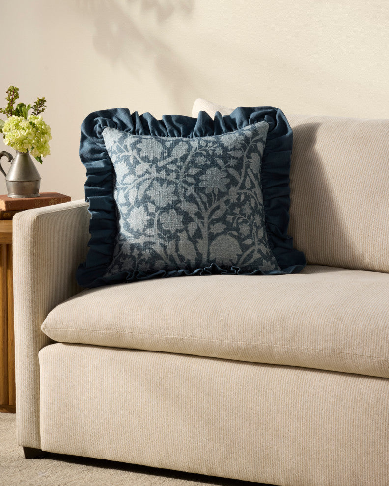 Chris Loves Julia x Loloi Kathleen Blue 18'' x 18'' Cover, Down Pillow