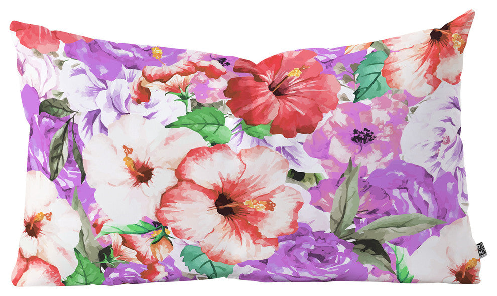 83 Oranges Purple Floral Oblong Throw Pillow