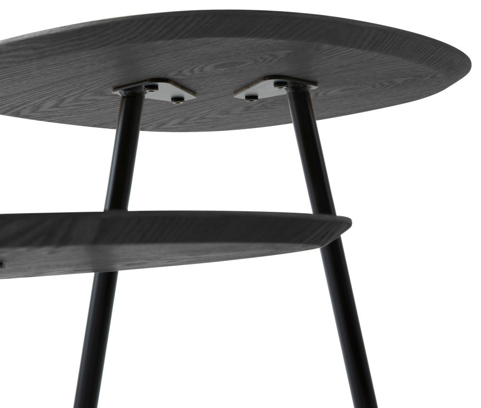 LeisureMod Hazelton End Table Manufactured Wood Top and Steel Base, Black