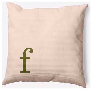 20" x 20" Modern Monogram Indoor/Outdoor Polyester Throw Pillow, Olive