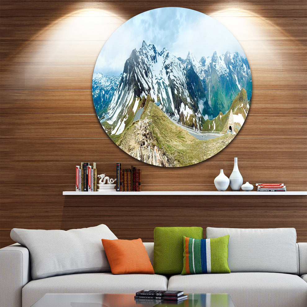 Alps Summer Panorama, Photography Round Wall Art, 38"