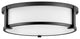 Hinkley Lowell 16" Md Flush Mount Ceiling Light, Black + Etched Opal Glass