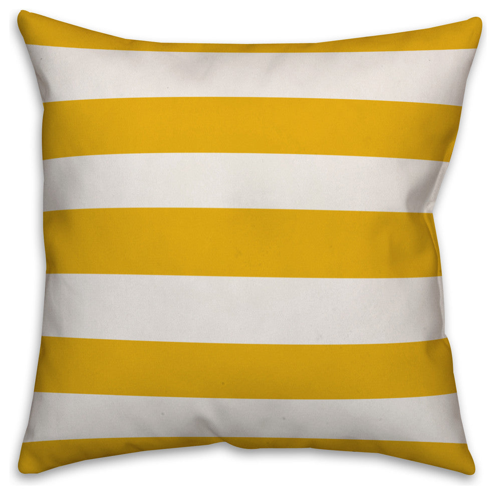 Yellow Cabana Stripe 16x16 Throw Pillow