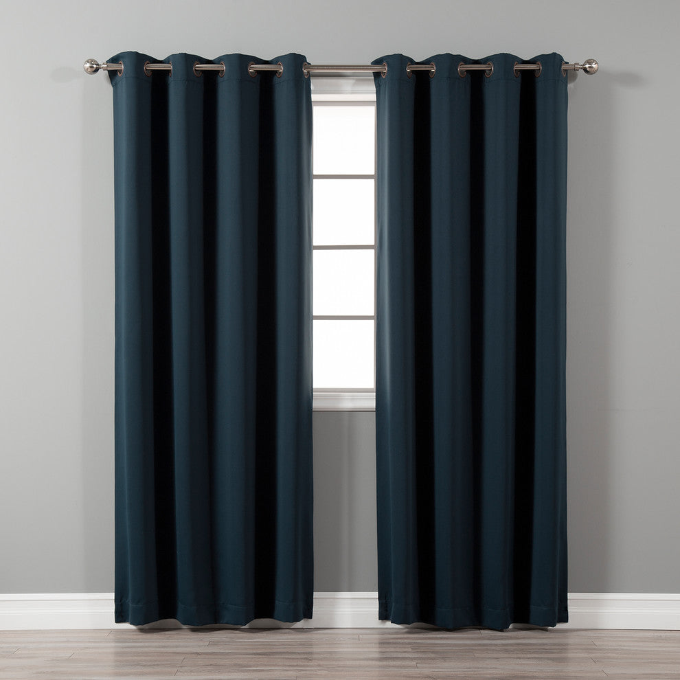 Solid Grommet Top Thermal Insulated Blackout Curtains, Navy, 84"