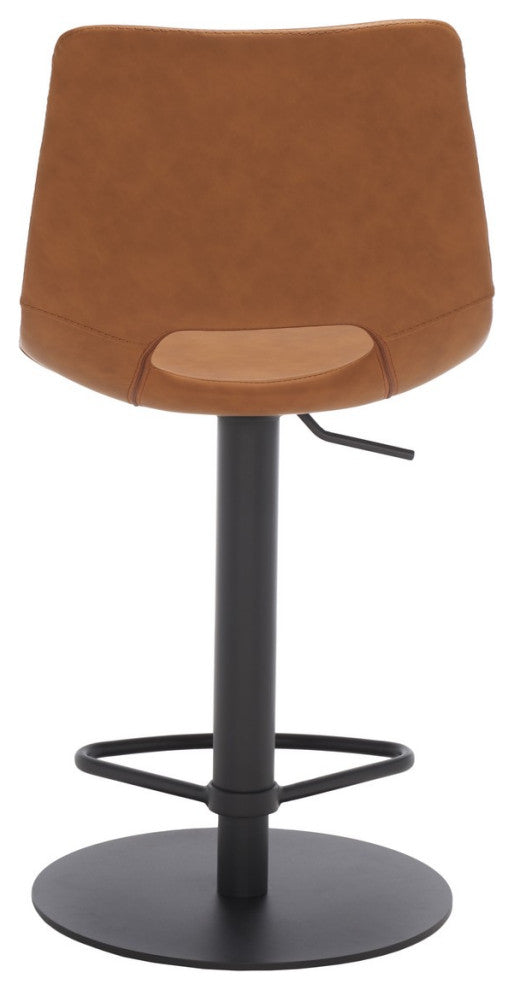 Safavieh Freya Gas Lift Bar Stool, Cognac/Black