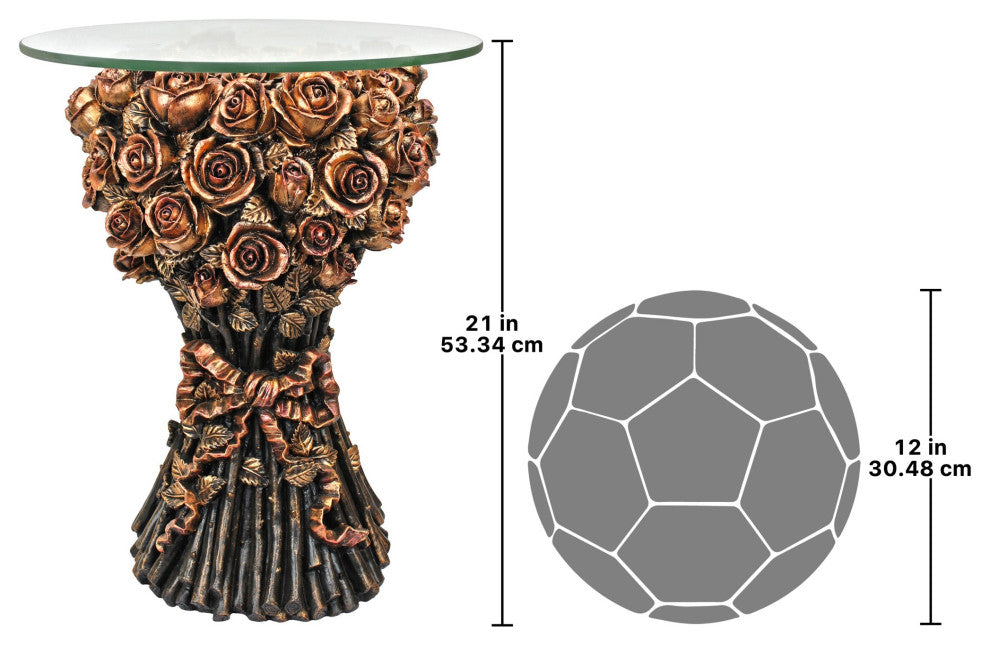 Table of Roses Glass, Topped Sculptural Table