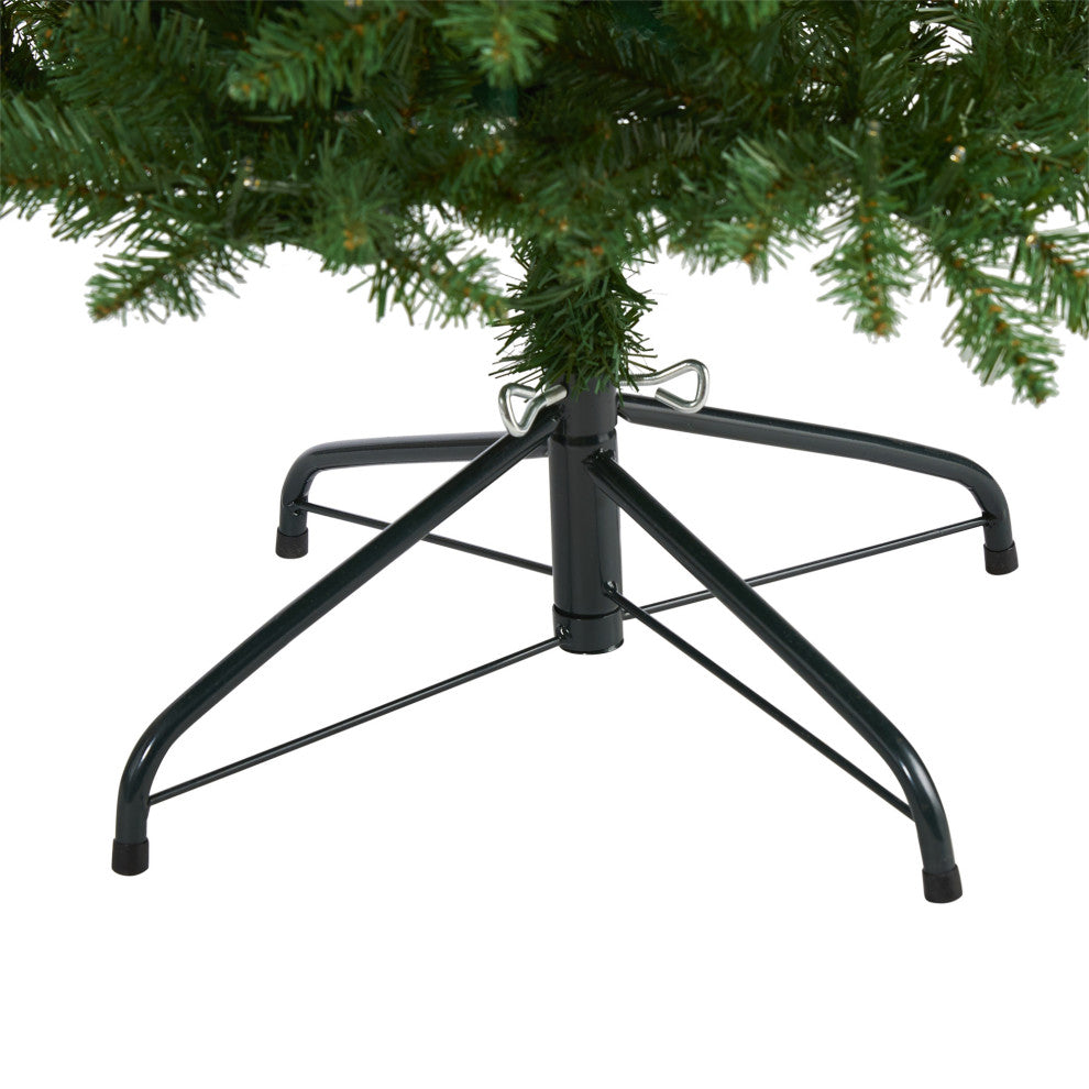 6' Slim Green Mountain Pine Artificial Christmas Tree With 250 Clear LED Lights