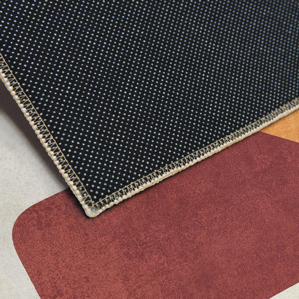 Earth Tone Geometric Art Area Rug, 5'x7.5'