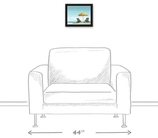 Beach Chairs Under Yellow Umbrella 8x10 Black Floating Framed Canvas