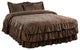 Matte Satin Ruffle 4 Piece Bed Spread Set, Chocolate, Queen