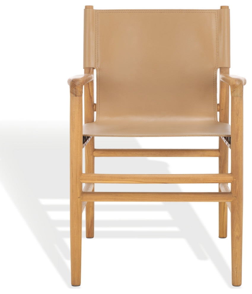 Safavieh Couture Cassaphina Leather Arm Chair, Tan/Natural